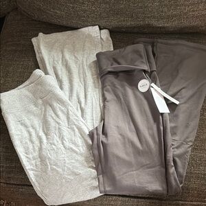 Gray and Dark Gray Fleece Pants Set light grey are large dark grey medium